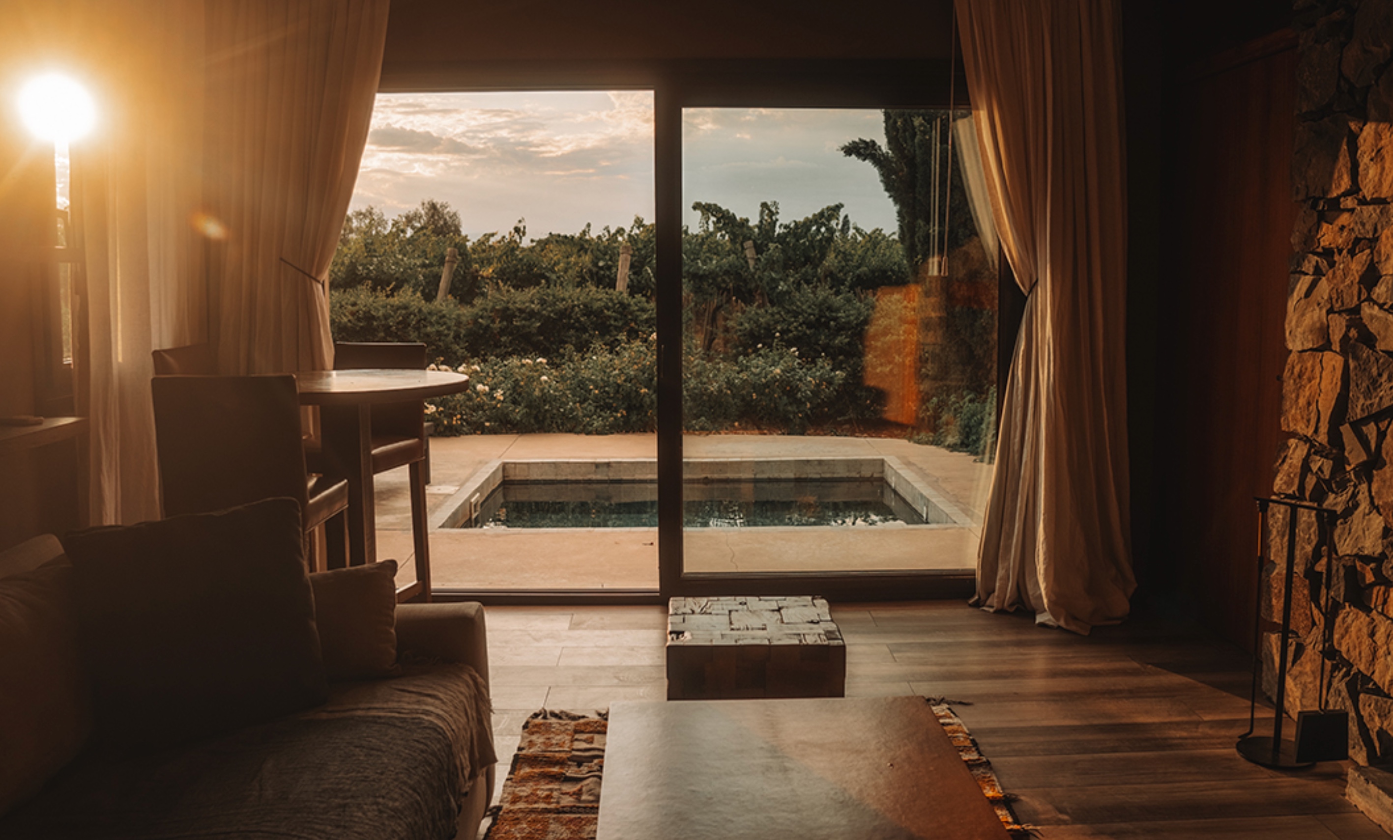 Luxurious Awasi Mendoza interior with vineyard view